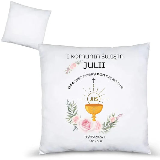 Poduszka Pierwsza Komunia Święta imię, data, miejscowość PK01 - StoryCups.pl
