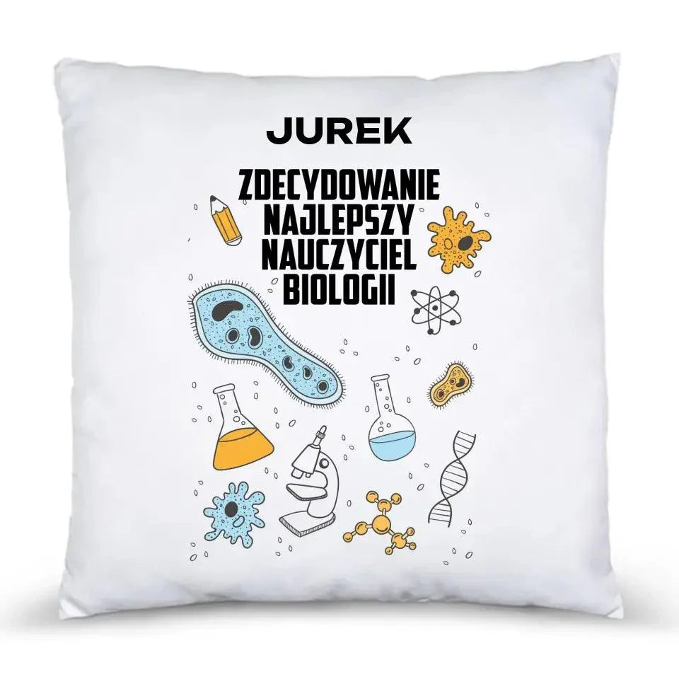 Personalizowana poduszka dla nauczyciela BIOLOGII N61 - StoryCups.pl