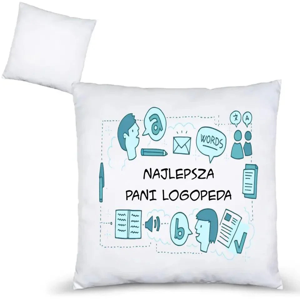 Poduszka z napisem NAJLEPSZA PANI LOGOPEDA N63 - StoryCups.pl