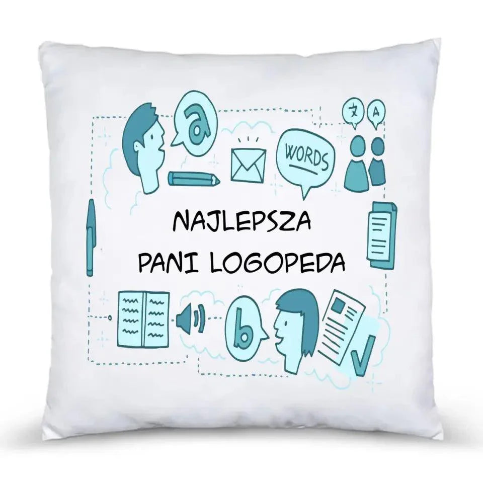 Poduszka z napisem NAJLEPSZA PANI LOGOPEDA N63 - StoryCups.pl