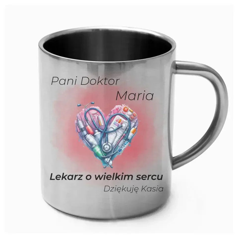 Metalowy kubek dla lekarza KARDIOLOGA L02 - StoryCups.pl
