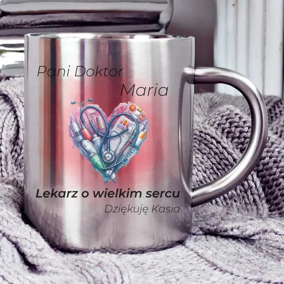 Metalowy kubek dla lekarza KARDIOLOGA L02 - StoryCups.pl