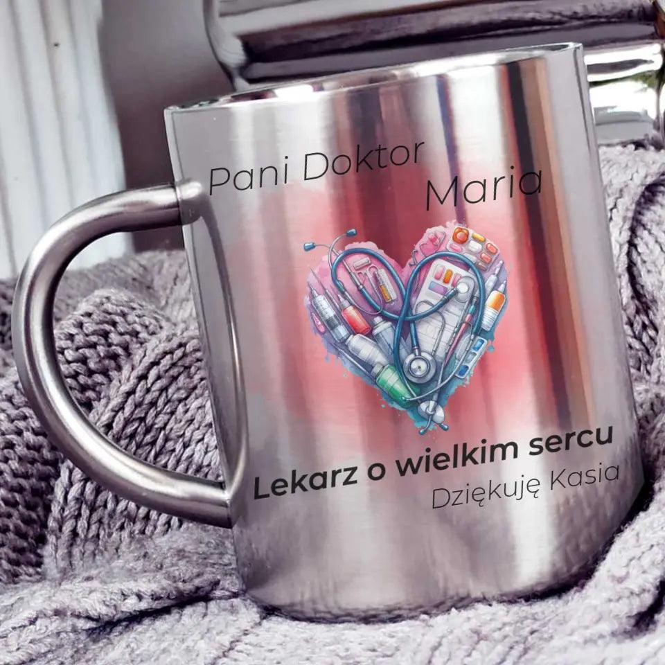 Metalowy kubek dla lekarza KARDIOLOGA L02 - StoryCups.pl