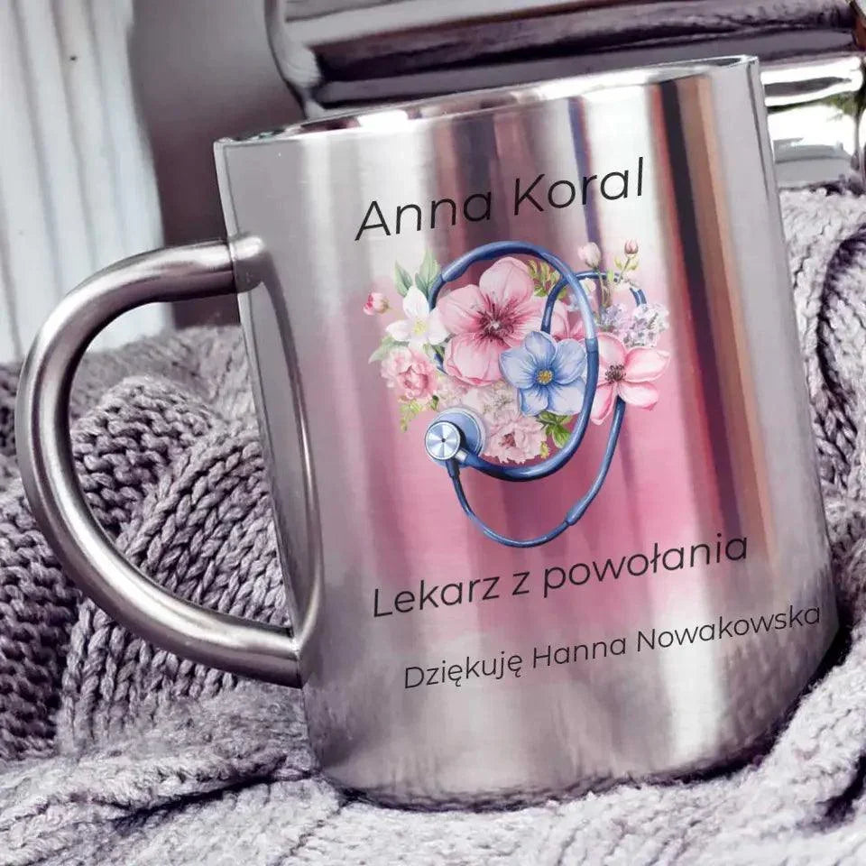 Metalowy kubek doktorki LEKARZ Z POWOŁANIA L07 - StoryCups.pl
