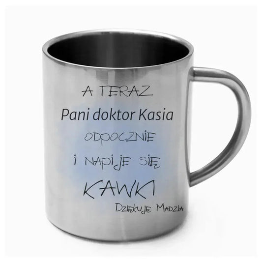 Metalowy kubek dla PANI DOKTOR L04 - StoryCups.pl