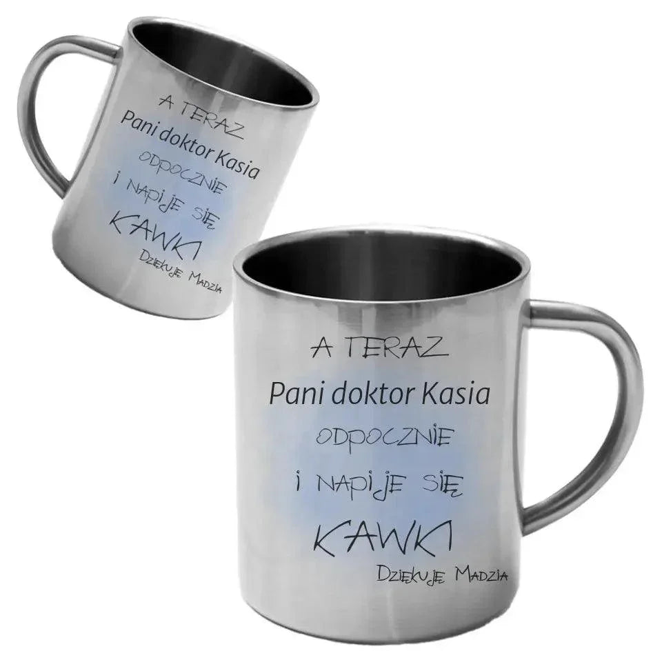 Metalowy kubek dla PANI DOKTOR L04 - StoryCups.pl