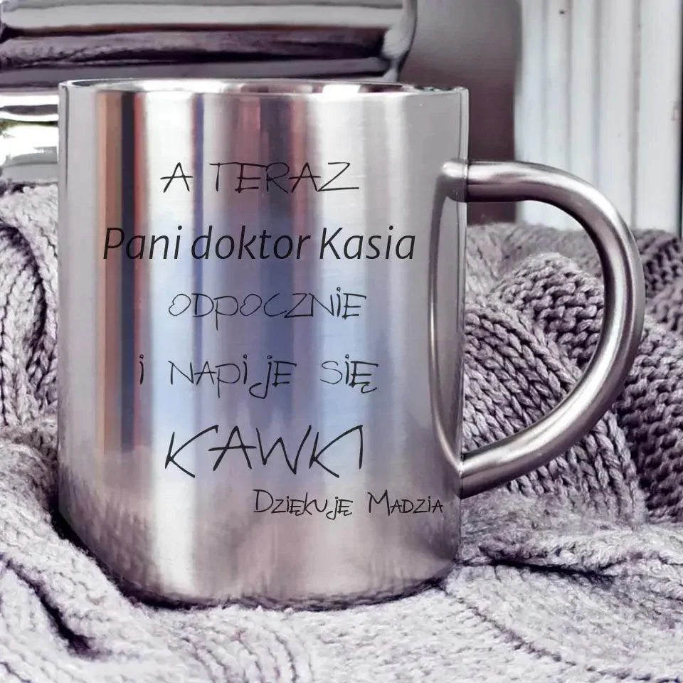 Metalowy kubek dla PANI DOKTOR L04 - StoryCups.pl