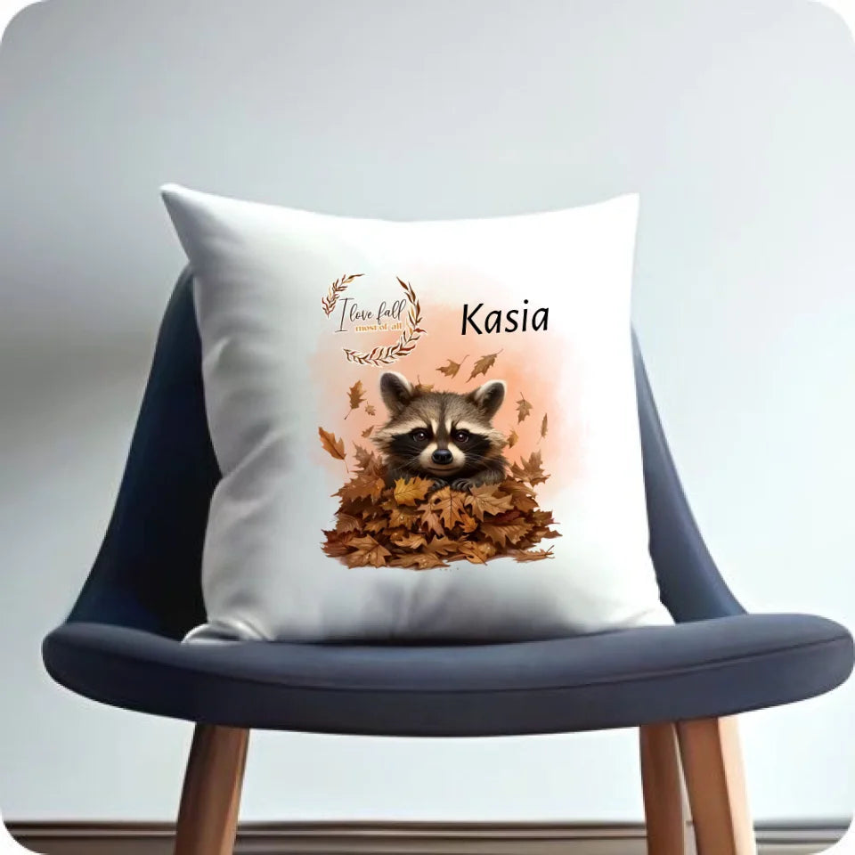 I love fall | Personalizowana poduszka pluszowa jesienna z szopem