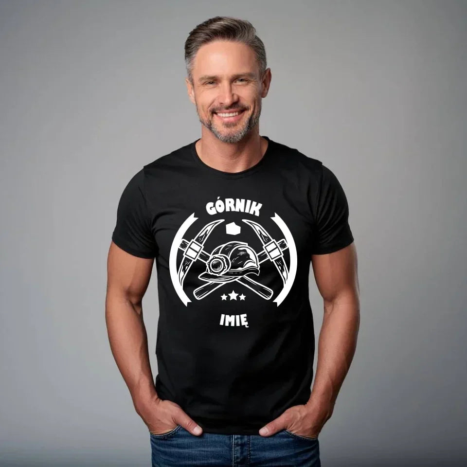 Górnik imię | Personalizowana koszulka męska dla górnika na prezent G04 - StoryCups.pl