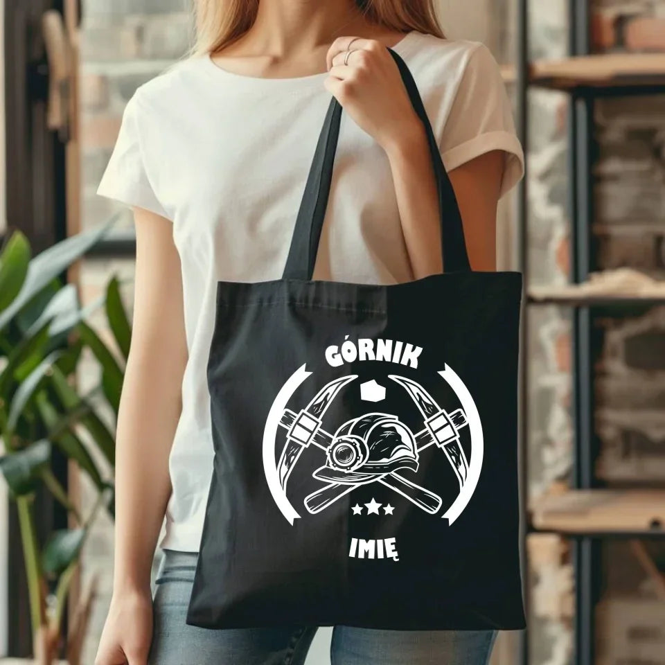 Górnik imię | Personalizowana eco torba prezent dla górnika G04 - StoryCups.pl