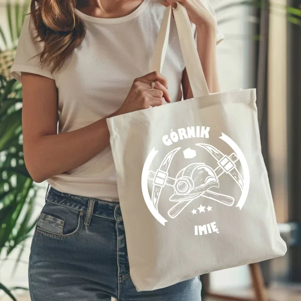 Górnik imię | Personalizowana eco torba prezent dla górnika G04 - StoryCups.pl