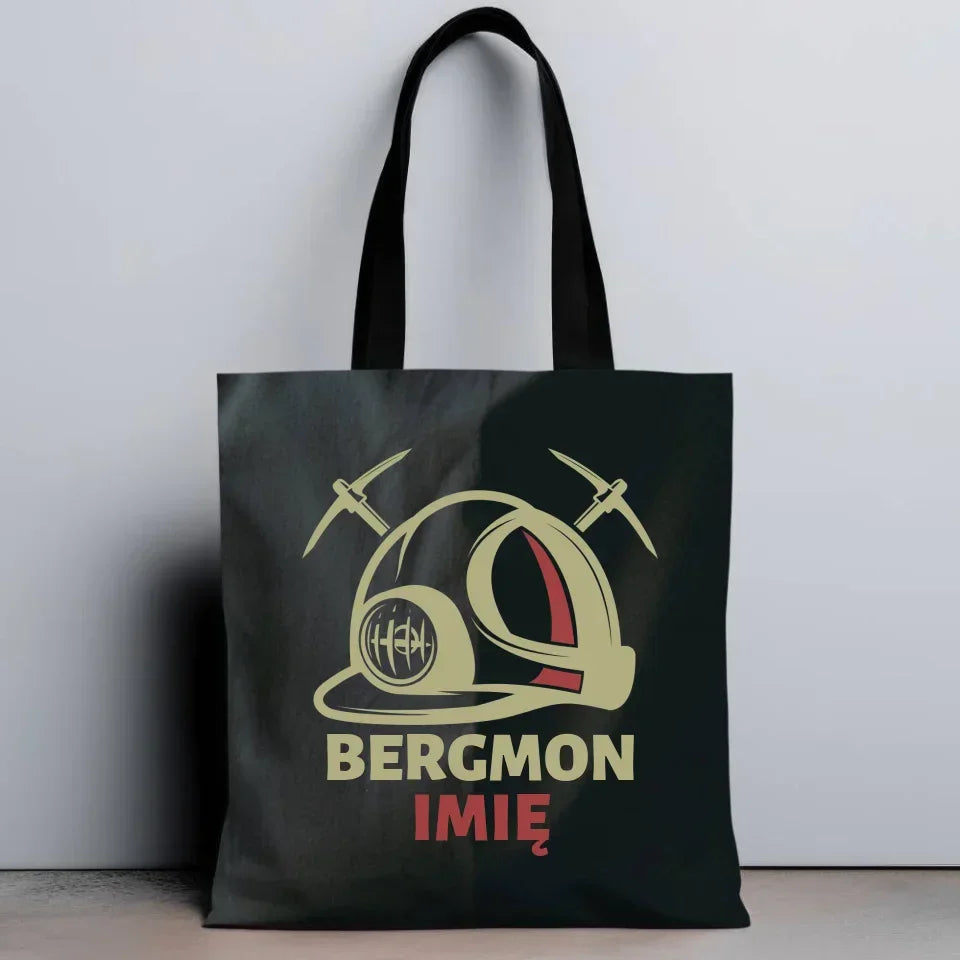 Bergmon imię | Personalizowana eco torba dla górnika na prezent Barbórka G07 - StoryCups.pl