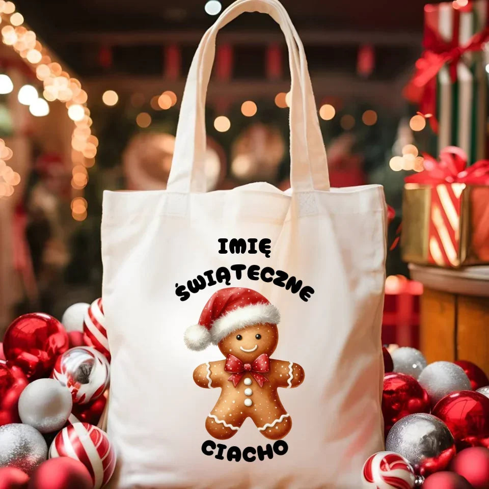 Świąteczne ciacho imię | Świąteczna eco torba z imieniem BN25 - StoryCups.pl