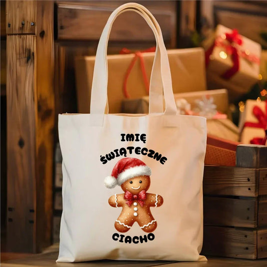 Świąteczne ciacho imię | Świąteczna eco torba z imieniem BN25 - StoryCups.pl