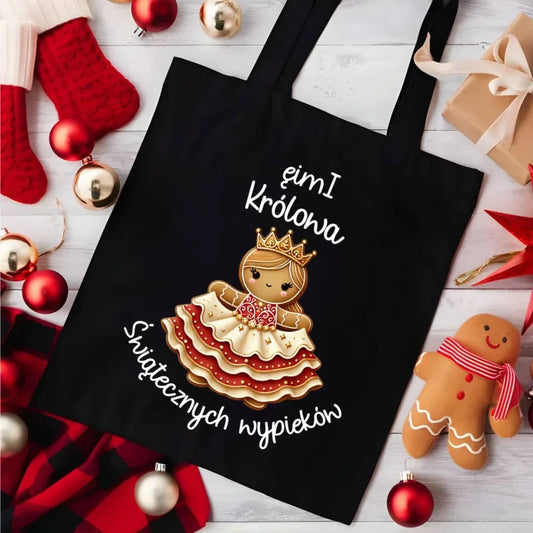 Królowa świątecznych wypieków imię | Personalizowana eco torba na święta BN28 - StoryCups.pl