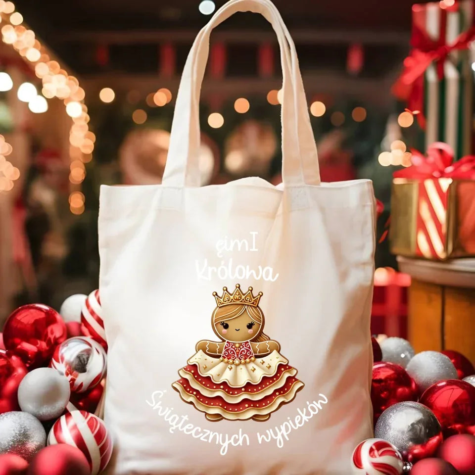 Królowa świątecznych wypieków imię | Personalizowana eco torba na święta BN28 - StoryCups.pl