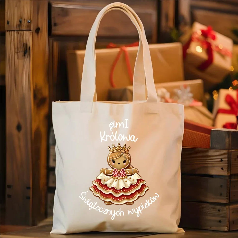 Królowa świątecznych wypieków imię | Personalizowana eco torba na święta BN28 - StoryCups.pl