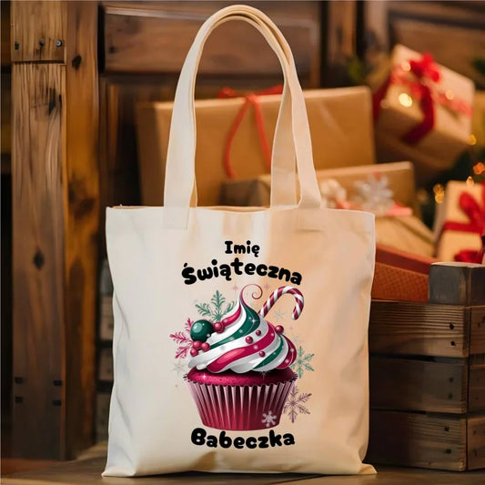 Świąteczna Babeczka | Personalizowana eco torba na święta BN30 - StoryCups.pl