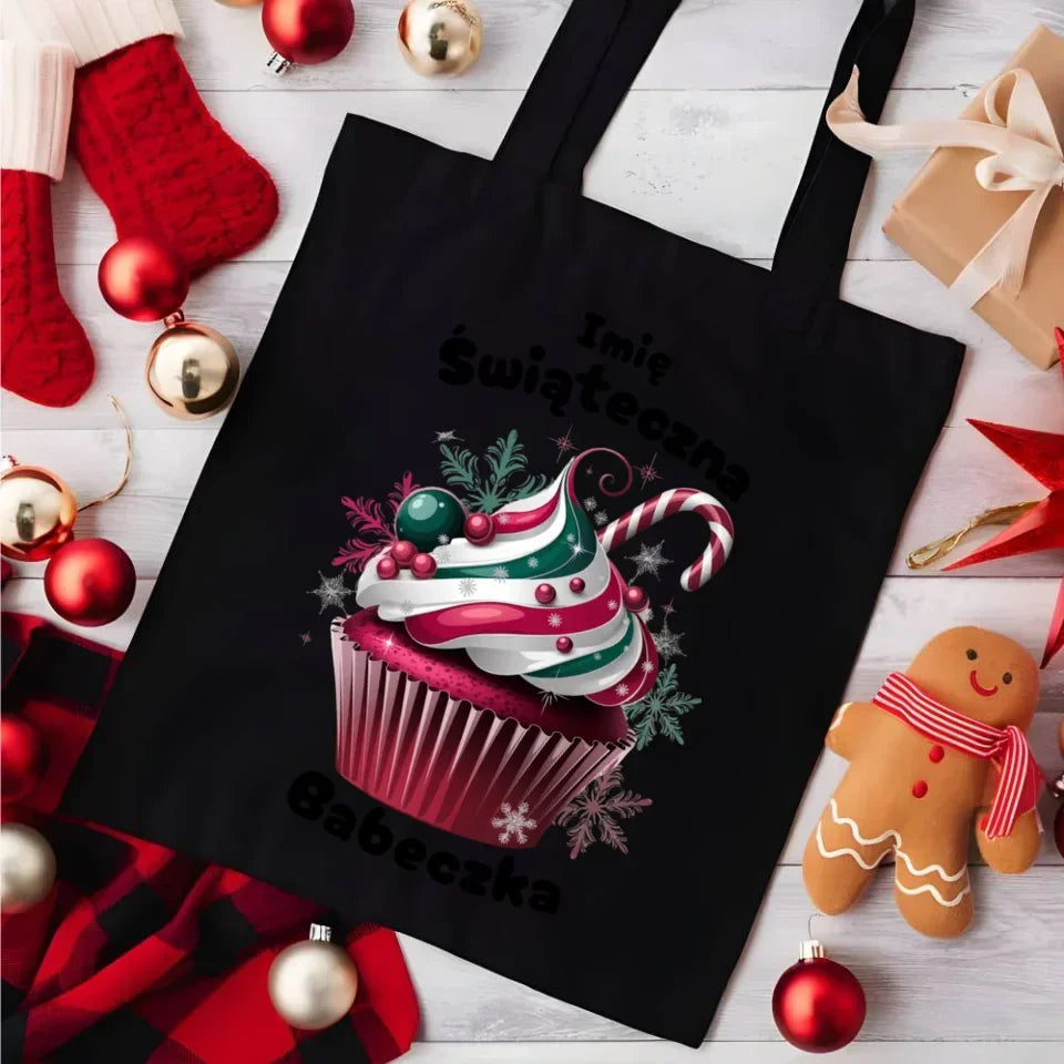 Świąteczna Babeczka | Personalizowana eco torba na święta BN30 - StoryCups.pl