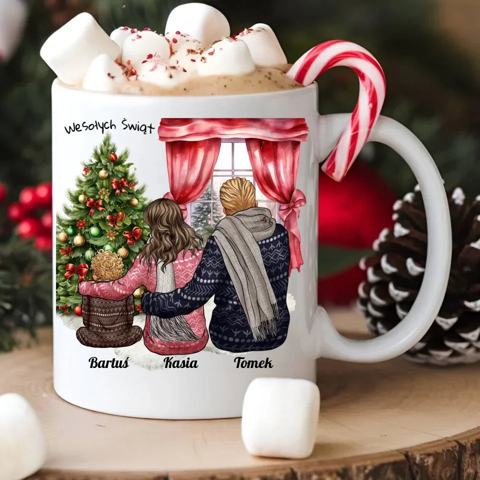 Świąteczna rodzina | Personalizowany kubek świąteczny z rodziną R01 - StoryCups.pl