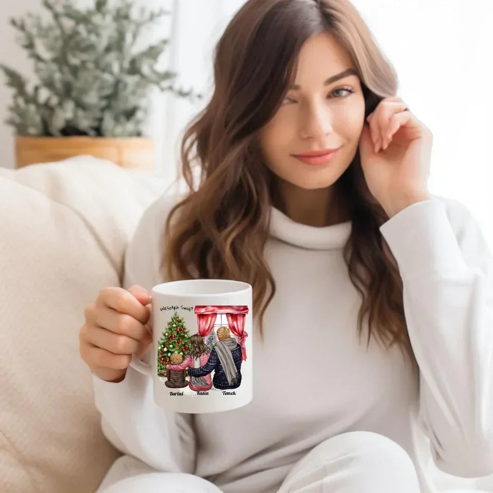 Świąteczna rodzina | Personalizowany kubek świąteczny z rodziną R01 - StoryCups.pl