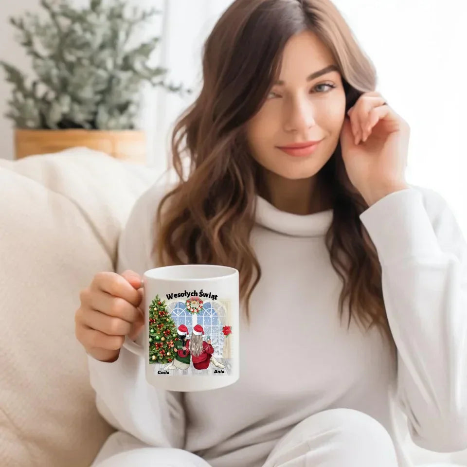 Prezent na Święta dla przyjaciółki 2-4 osoby | Personalizowany świąteczny kubek P05 - StoryCups.pl