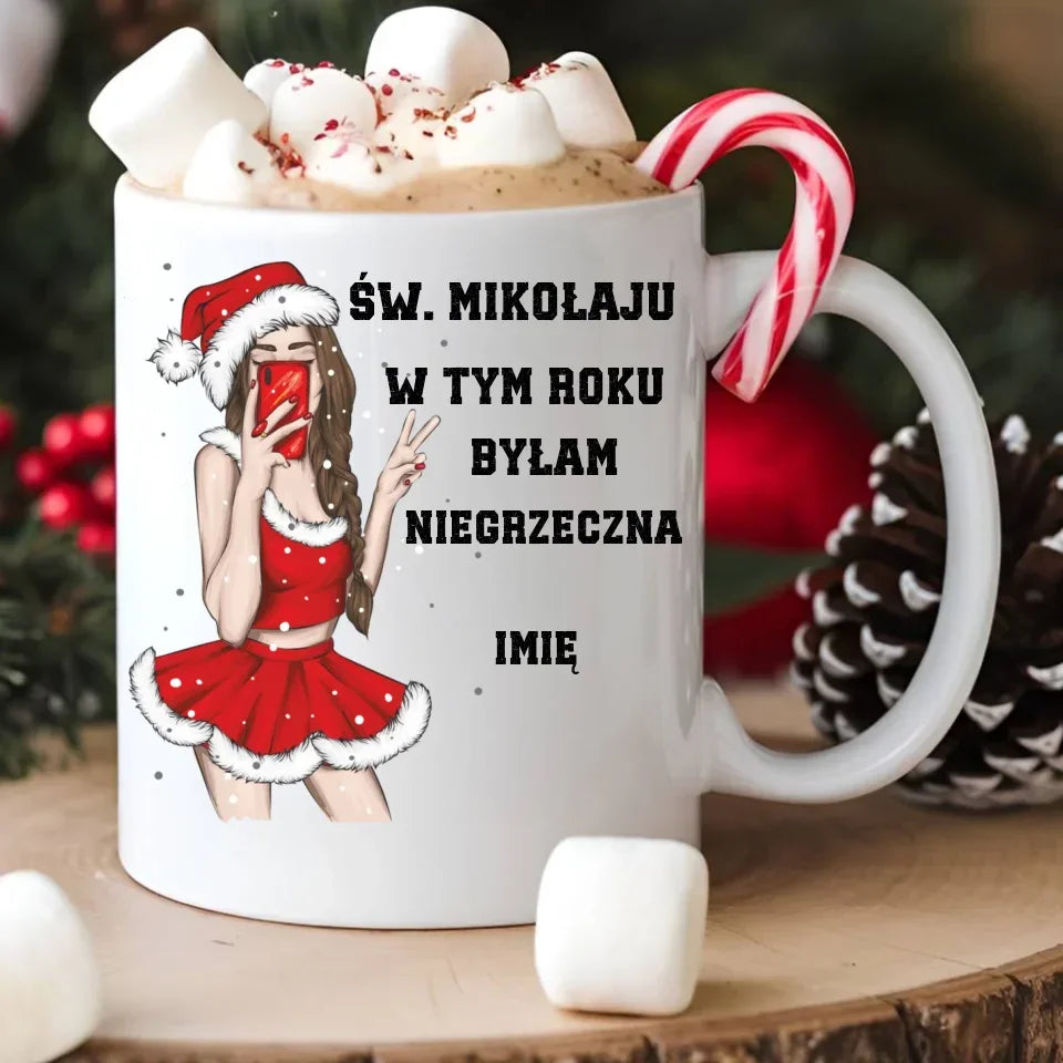 W tym roku byłam niegrzeczna | Personalizowany kubek świąteczny BN21 - StoryCups.pl