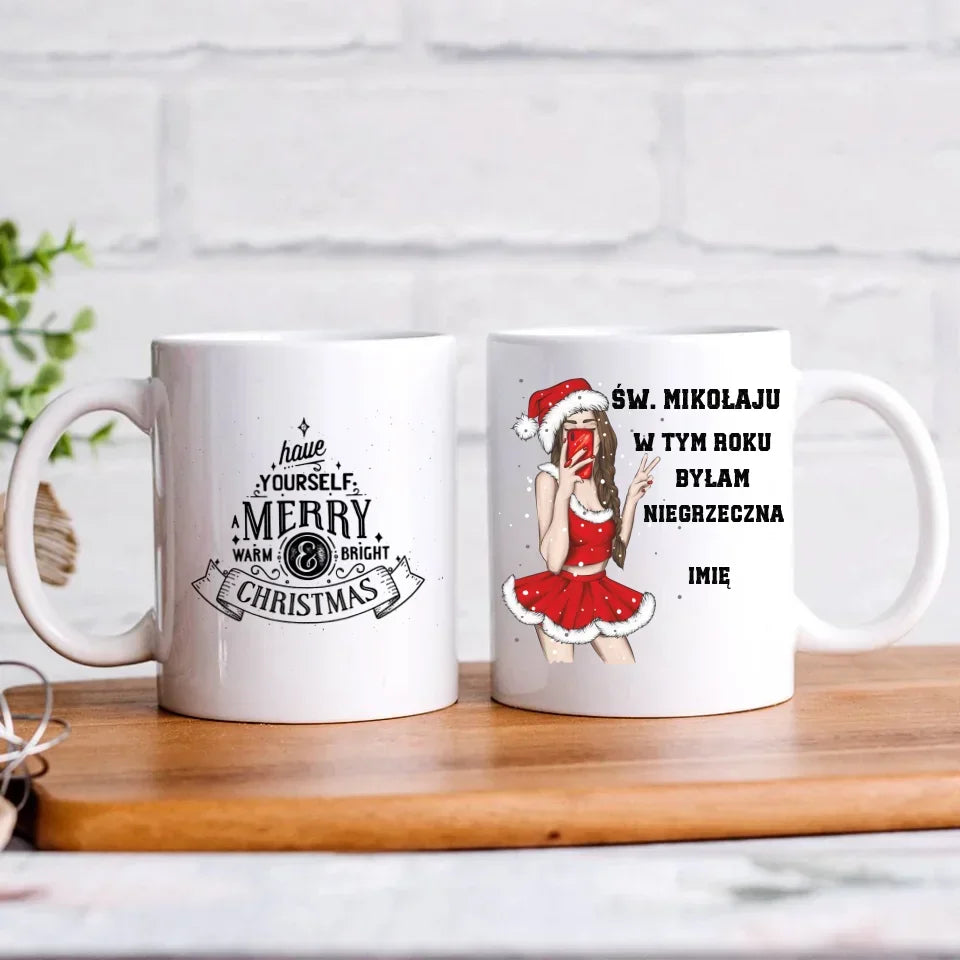 W tym roku byłam niegrzeczna | Personalizowany kubek świąteczny BN21 - StoryCups.pl