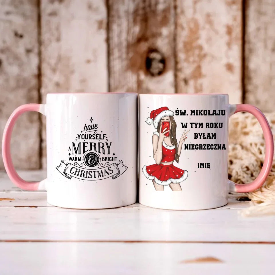 W tym roku byłam niegrzeczna | Personalizowany kubek świąteczny BN21 - StoryCups.pl