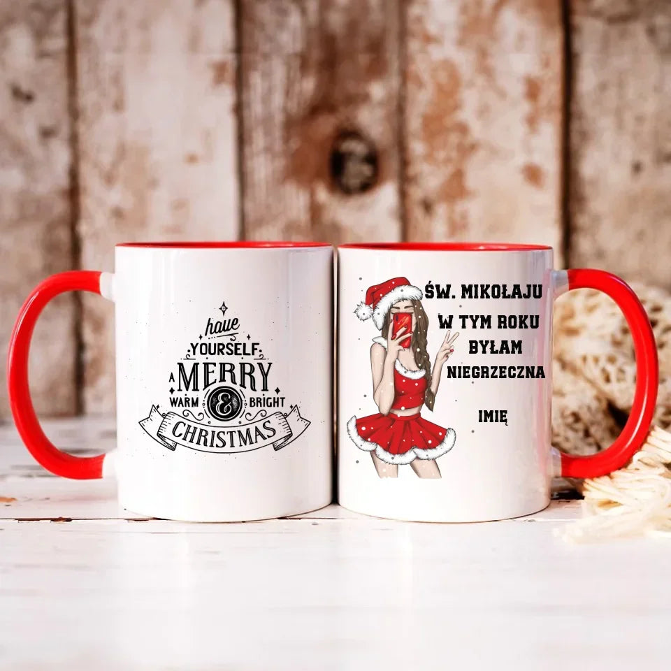 W tym roku byłam niegrzeczna | Personalizowany kubek świąteczny BN21 - StoryCups.pl