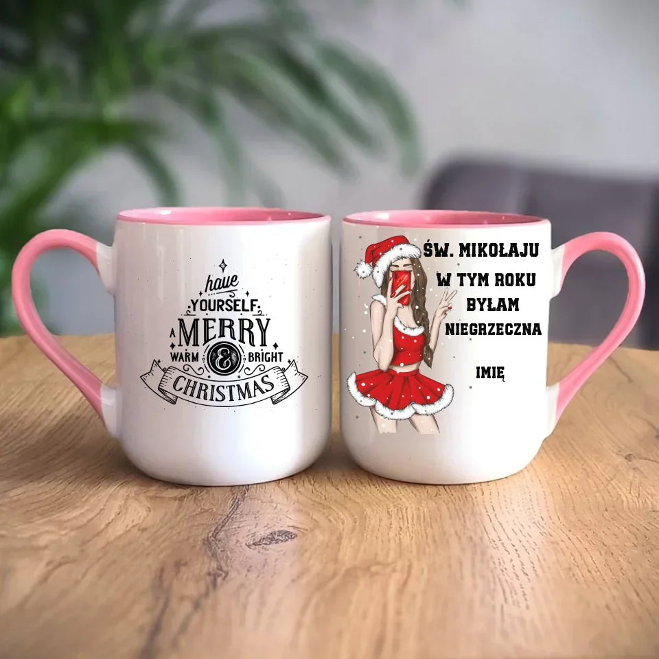 W tym roku byłam niegrzeczna | Personalizowany kubek świąteczny BN21 - StoryCups.pl