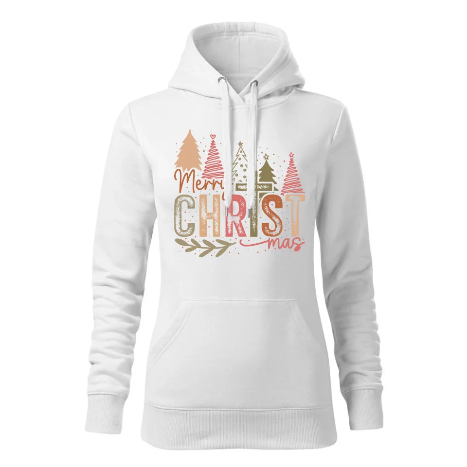 Świąteczna bluza damska z kapturem biała na prezent personalizacja hoodie Święta Boże Narodzenie Mikołajki