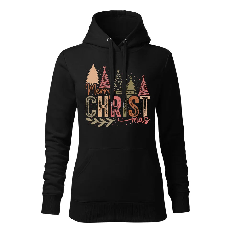 Świąteczna bluza damska z kapturem czarna na prezent personalizacja hoodie Święta Boże Narodzenie Mikołajki