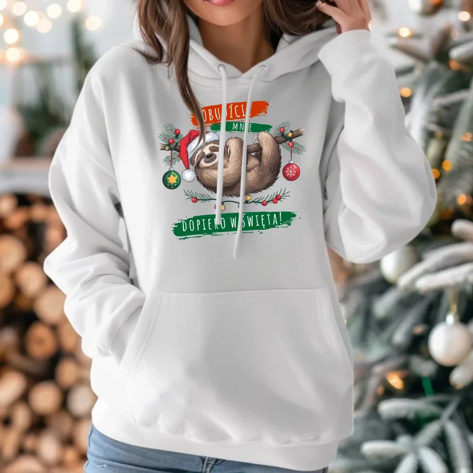 Obudźcie mnie dopiero w święta | Świąteczna bluza damska z kapturem BN02 - StoryCups.pl