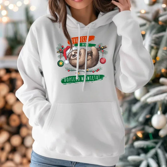 Obudźcie mnie dopiero w święta | Świąteczna bluza damska z kapturem BN02 - StoryCups.pl