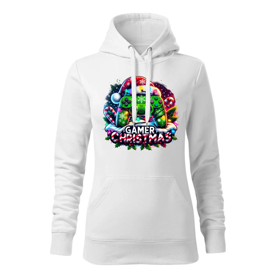 Świąteczna bluza damska z kapturem biała na prezent personalizacja hoodie Święta Boże Narodzenie Mikołajki