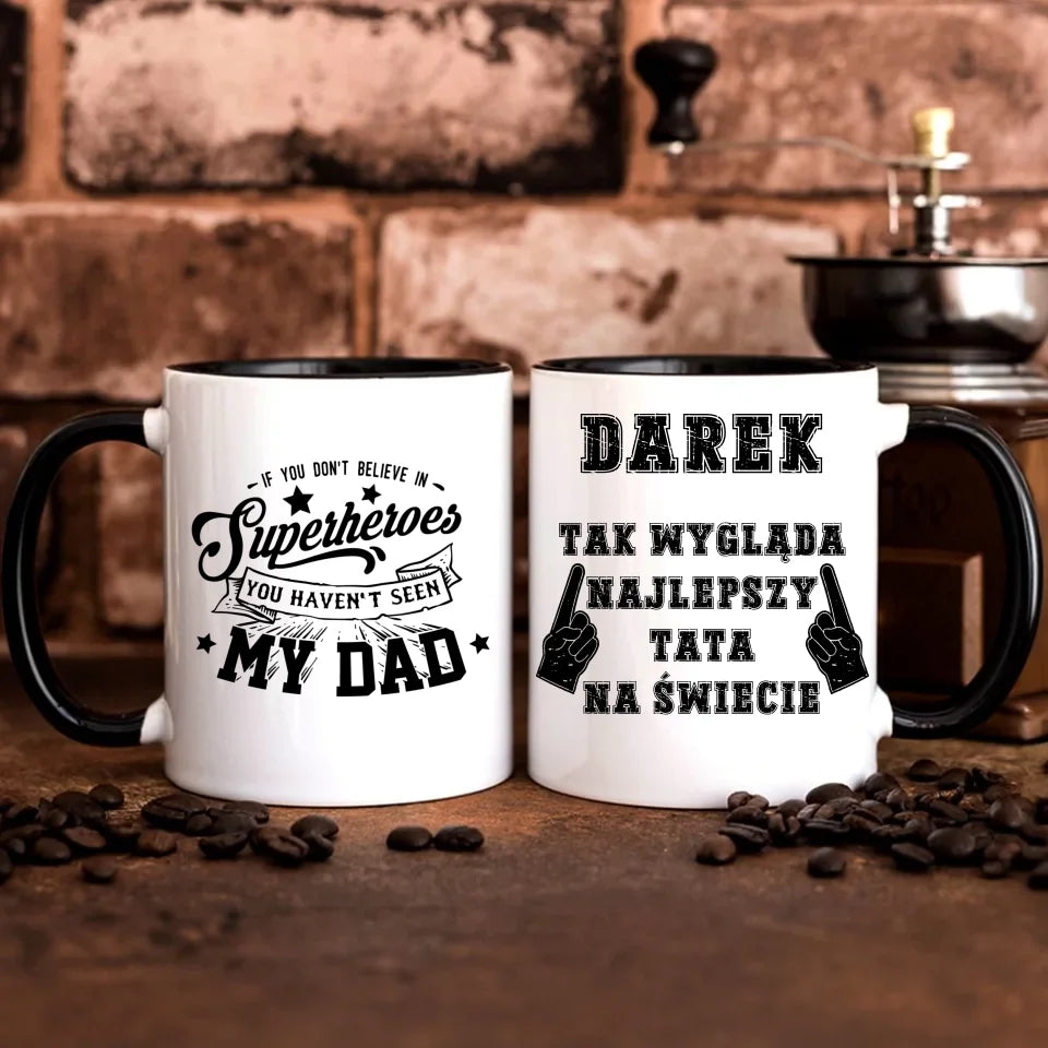 Personalizowany kubek dla taty - czarny - prezent na Dzień Ojca Święta Urodziny