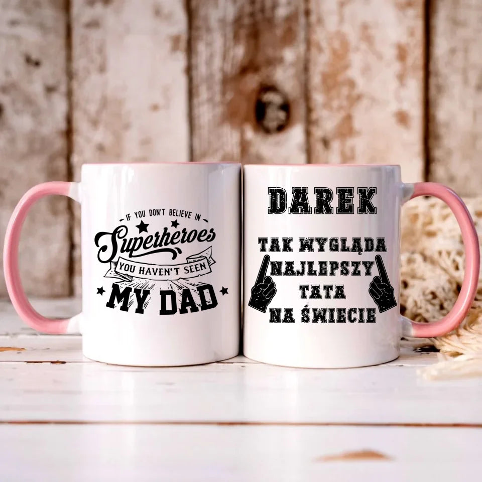 Personalizowany kubek dla taty - różowy - prezent na Dzień Ojca Święta Urodziny