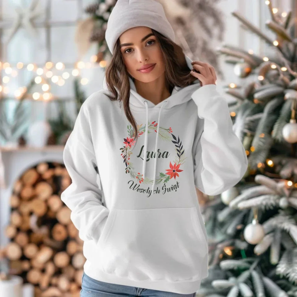Wesołych Świąt | Personalizowana bluza damska z kapturem na święta BN19 - StoryCups.pl