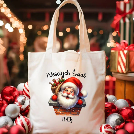 Mikołaj | Świąteczna eco torba z imieniem BN08 - StoryCups.pl