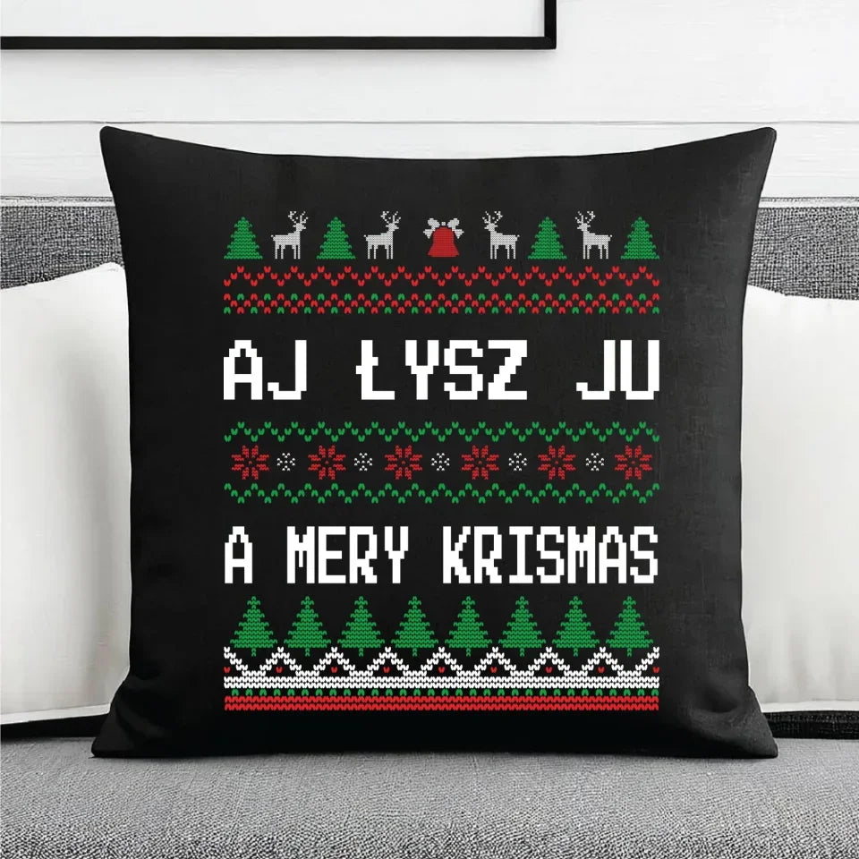 Aj łysz ju a mery krismas | Świąteczna poduszka dekoracyjna BN12 - StoryCups.pl