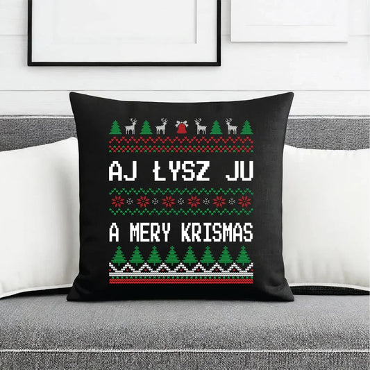 Aj łysz ju a mery krismas | Świąteczna poduszka dekoracyjna BN12 - StoryCups.pl