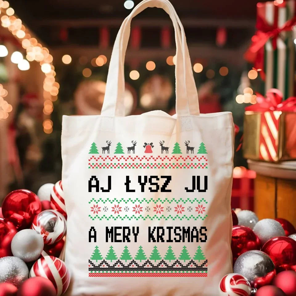 Aj łysz ju a mery krismas | Świąteczna eco torba BN12 - StoryCups.pl