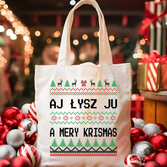 Aj łysz ju a mery krismas | Świąteczna eco torba BN12 - StoryCups.pl