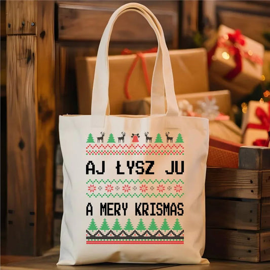 Aj łysz ju a mery krismas | Świąteczna eco torba BN12 - StoryCups.pl