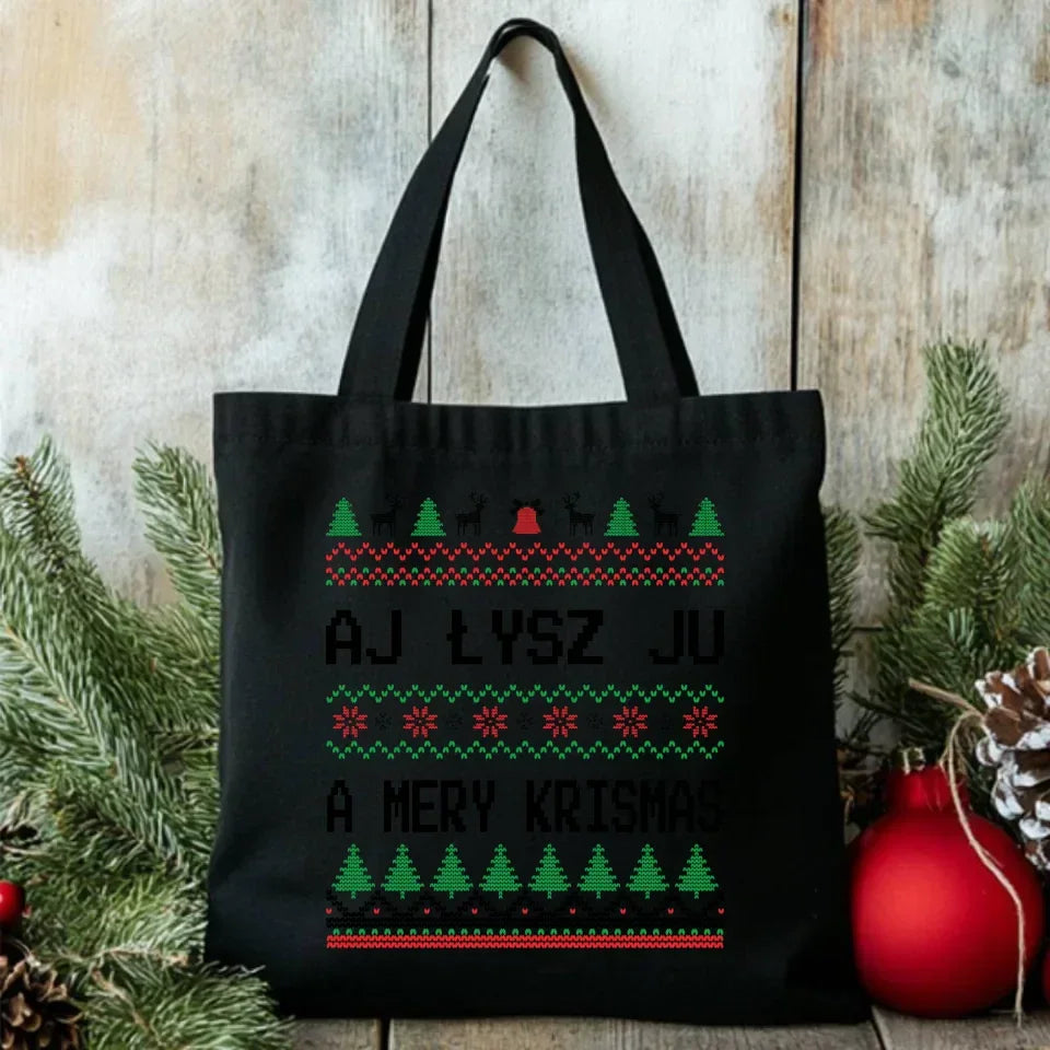 Aj łysz ju a mery krismas | Świąteczna eco torba BN12 - StoryCups.pl
