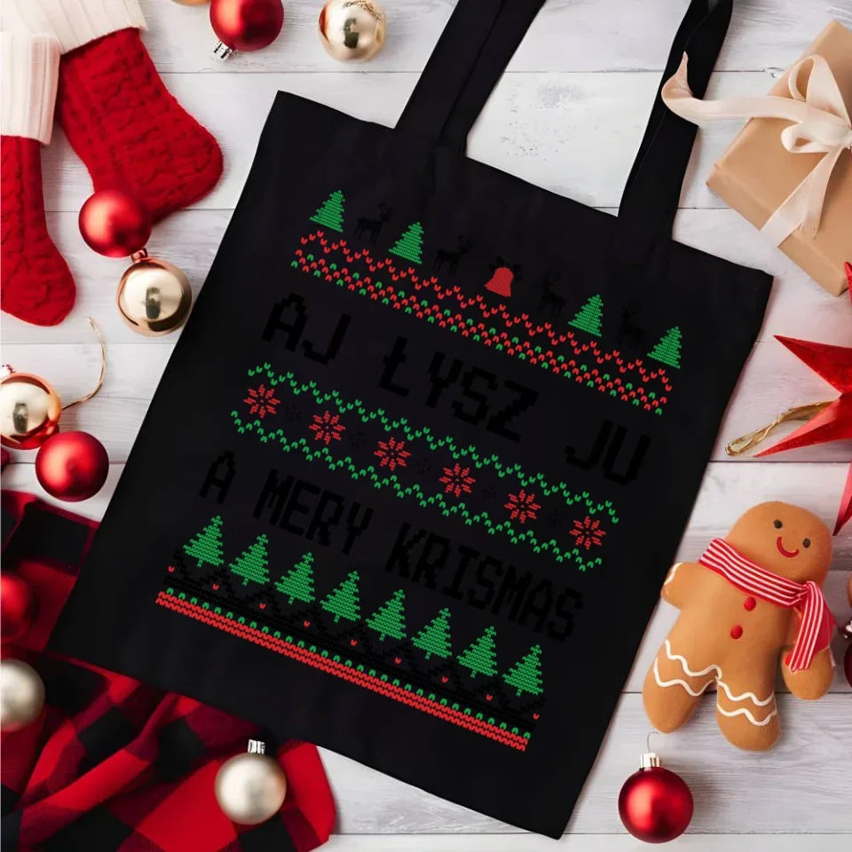 Aj łysz ju a mery krismas | Świąteczna eco torba BN12 - StoryCups.pl
