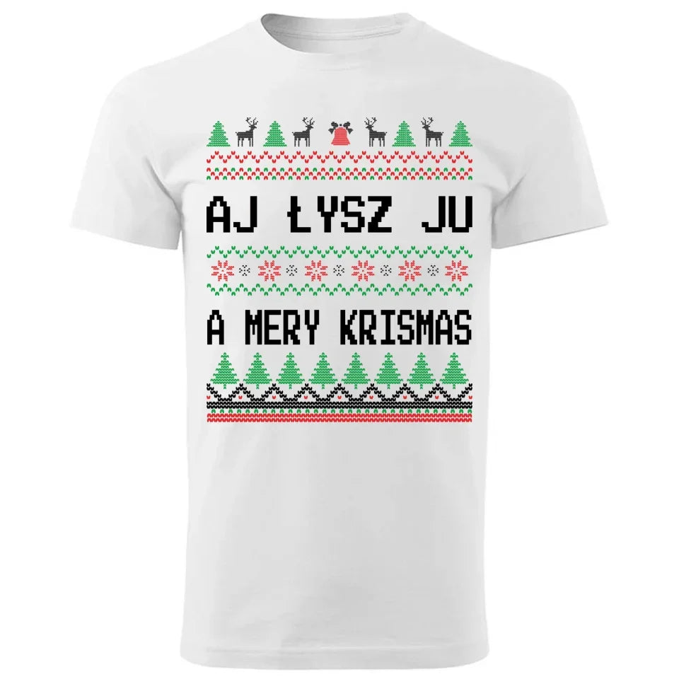 Aj łysz ju a mery krismas | Świąteczna koszulka męska BN12 - StoryCups.pl