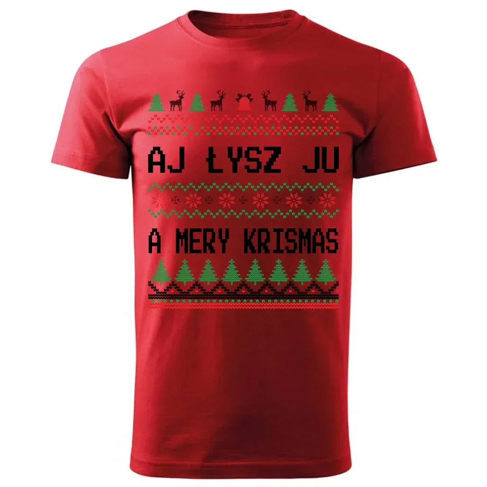 Aj łysz ju a mery krismas | Świąteczna koszulka męska BN12 - StoryCups.pl