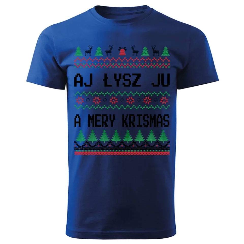 Aj łysz ju a mery krismas | Świąteczna koszulka męska BN12 - StoryCups.pl